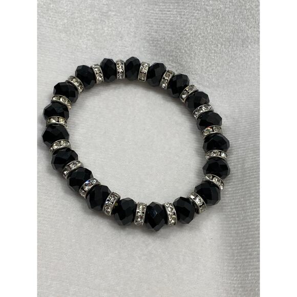 Vintage 2028 Black Crystal with Rhinestones Necklace & Matching Bracelet - Picture 3 of 8
